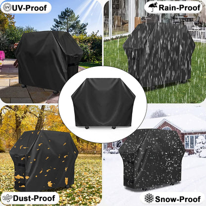 Outdoorlines Waterproof Heavy Duty BBQ Grill Cover - Universal Barbecue Grill Covers UV Resistant Barbeque Gas Grill Cover for Outdoor Universal Grills, 58L X 24W X 44H Inch, Black