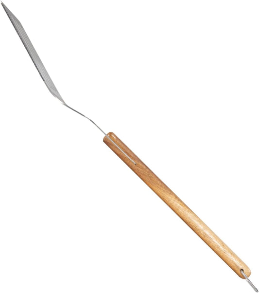 BBQ-AID Pro BBQ Metal Spatula - 17" Barbecue Spatula Stainless Steel with Serrated Knife Edge -Solid & Sturdy Turner Spatula- Acacia Wood Handle- Heavy Duty Built to Last Kitchen Spatula