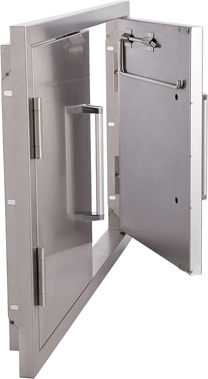 Outdoor Kitchen Double Access Doors,33X22 Inch BBQ Grill Doors,Full 304 Stainless Steel Cabinet ,Silver (CBADD-NEW-S)