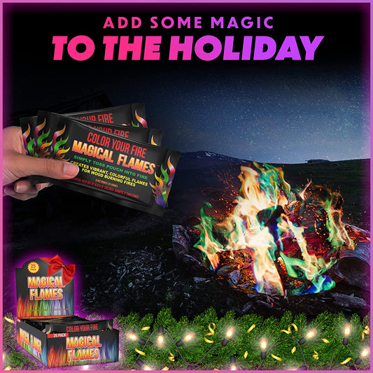 Magical Flames Fire Color Changing Packets for Campfires, Fire Pit, Outdoor Fireplaces - Camping Essentials for Kids & Adults - 12 Pack
