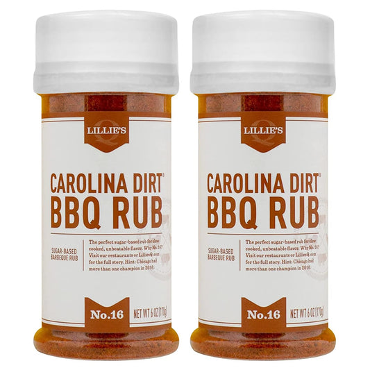Lillie’S Q - Carolina Dirt BBQ Rub, Sugar-Based BBQ Rub, Traditional Carolina Barbeque Rub, Sweetened Blend of Southern Spices, Perfect Barbeque Seasoning for Ribs, Pork, & Fries (6 Oz, 2-Pack)