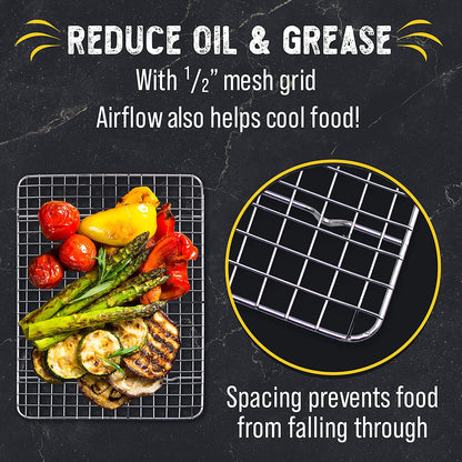 Checkered Chef Cooling Rack - Set of 2 Stainless Steel, Oven Safe Grid Wire Cookie Cooling Racks for Baking & Cooking - 8” X 11 ¾"