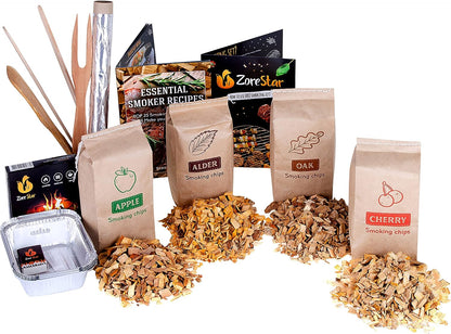 Wood Chips for Smoker, 6 Pcs Variety Pack of 100% Natural Flavored Smoking Wood Chips! Alder Wood Chips, Apple Wood Chips, Cherry Wood Chips, and More! BBQ Smoking Chips for Smoker