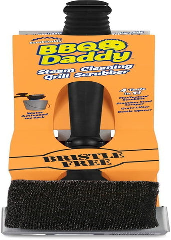 Image of BBQ Daddy Grill Brush - Bristle Free Steam Cleaning Scrubber with Armortec Steel Mesh - Replaceable Head Cleaning Brush + Scraper for Grill Grates (1 Count)