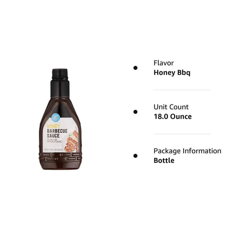 Image of Amazon Brand - Happy Belly Honey BBQ Sauce, Brown, 18 Oz, 1.12 Pound (Pack of 1)