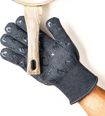 – Oven Gloves 932°F Extreme Heat & Cut Resistant Oven Mitts with Fingers for BBQ, Cooking, Grilling, Baking – Accessory for Smoker, Cast Iron, Fire Pit, Camping, Fireplace and More