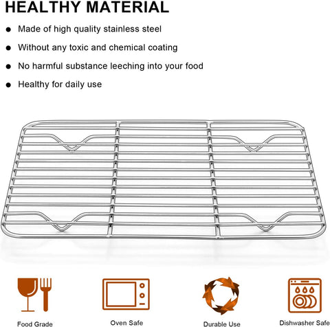 Image of E-Far Small Baking Rack Set of 2, Stainless Steel Metal Roasting Cooking Racks, Size – 8.6"X6.2", Non Toxic & Rust Free, Fit for Small Toaster Oven, Dishwasher Safe