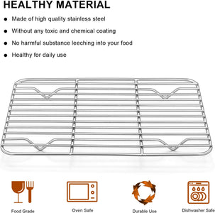 E-Far Small Baking Rack Set of 2, Stainless Steel Metal Roasting Cooking Racks, Size – 8.6"X6.2", Non Toxic & Rust Free, Fit for Small Toaster Oven, Dishwasher Safe