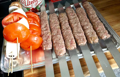 G & F Products 25619 2020 23 Inch Long 5/8 Inch Wide 2Mm Thin Stainless Steel BBQ Skewer 8 Piece, Silver
