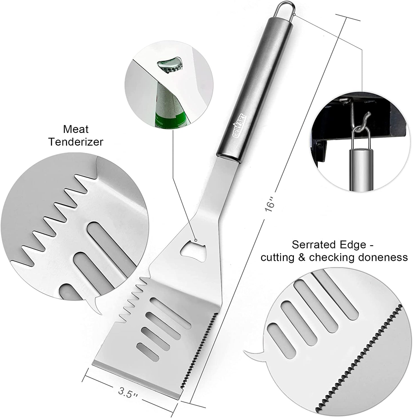 Grill Tools Grill Utensils Set - 3PCS BBQ Tools, Stainless Barbeque Grill Accessories - Spatula/Tongs/Fork, with Insulated Glove, Ideal BBQ Set Grilling Tools for Outdoor Grill, Gifts for Men