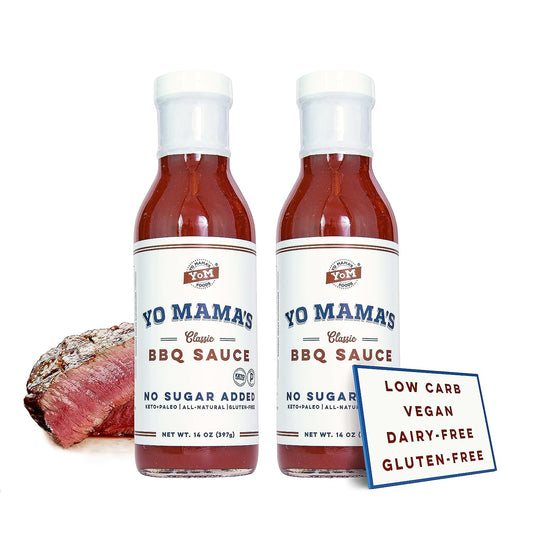 Keto Barbecue BBQ Sauce by Yo Mama'S Foods – (Pack of 2) - Vegan, No Sugar Added, Low Carb, Low Sodium, Gluten Free, Paleo, and Made with Whole Non-Gmo Tomatoes!