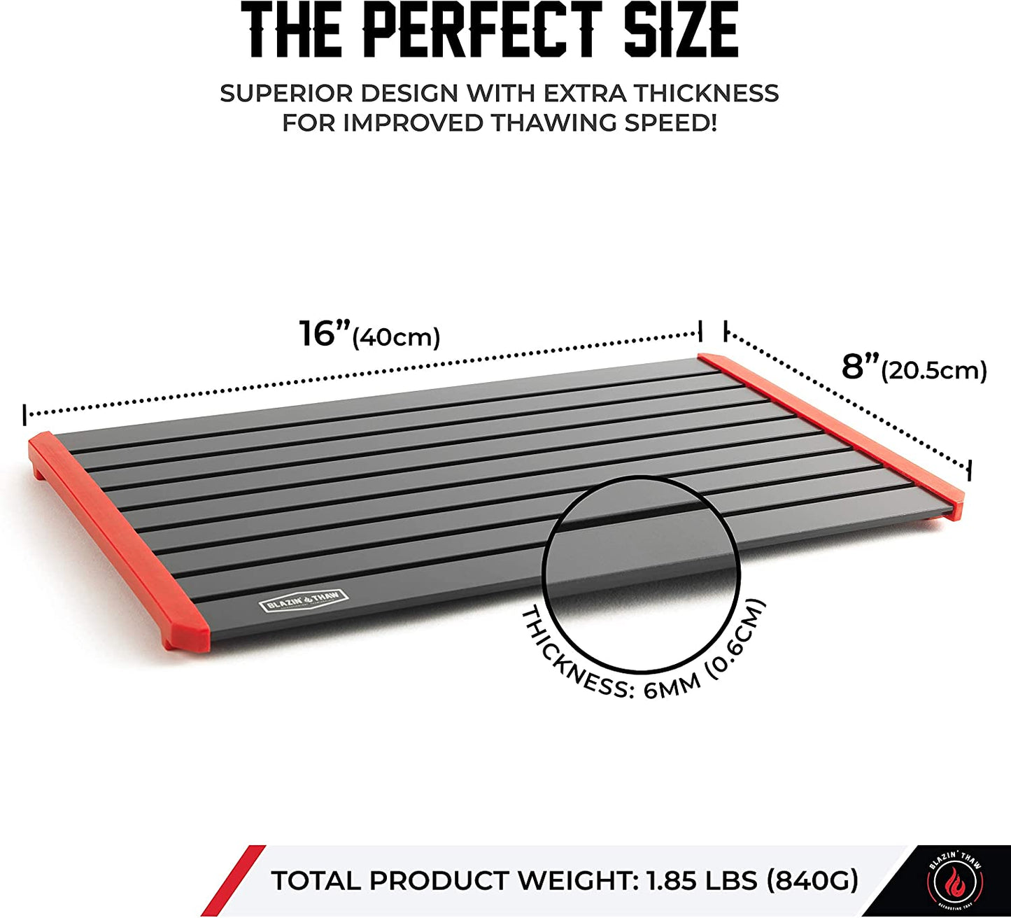 Defrosting Tray for Frozen Meat | 16" Family-Size | Aluminium Plate for Thawing Frozen Food | Natural Thawing Process | No Microwaves, No Cold/Warm Water Required |