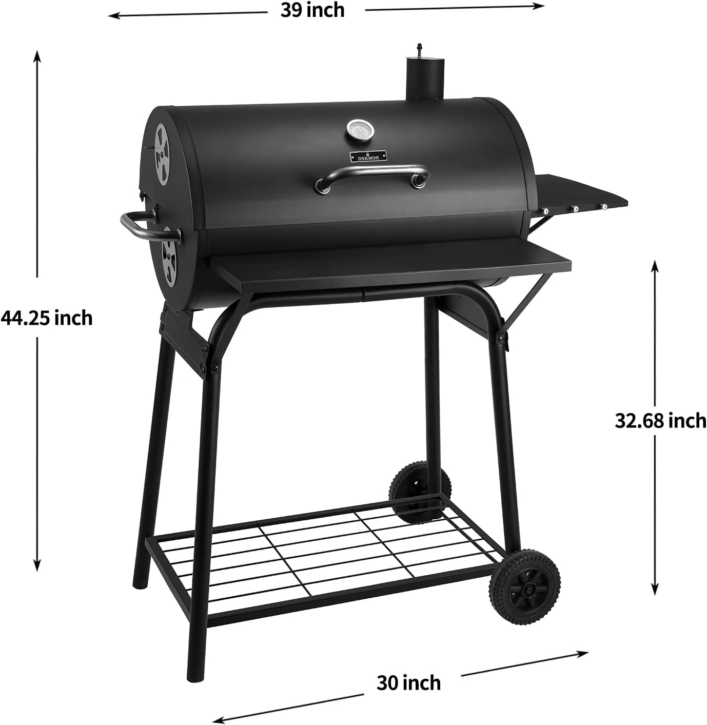 Charcoal Grills Outdoor BBQ Grill 30INCH Barrel Charcoal Grill with Side Table, 627 Square Inches, Outdoor Backyard Camping Picnics, Patio and Parties, Black by
