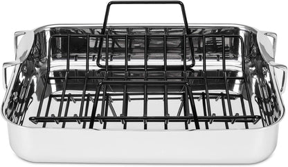 Viking Culinary 3-Ply Stainless Steel Roasting Pan, Includes a Nonstick Rack, Dishwasher, Oven Safe, Works on All Cooktops Including Induction