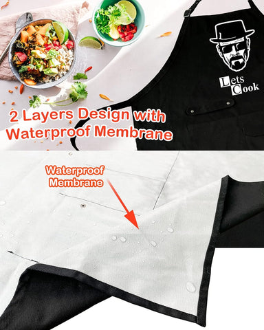 Image of Funny Cooking Chef Apron with Pockets BBQ Kitchen Work Aprons Birthday Dad Creative Gifts