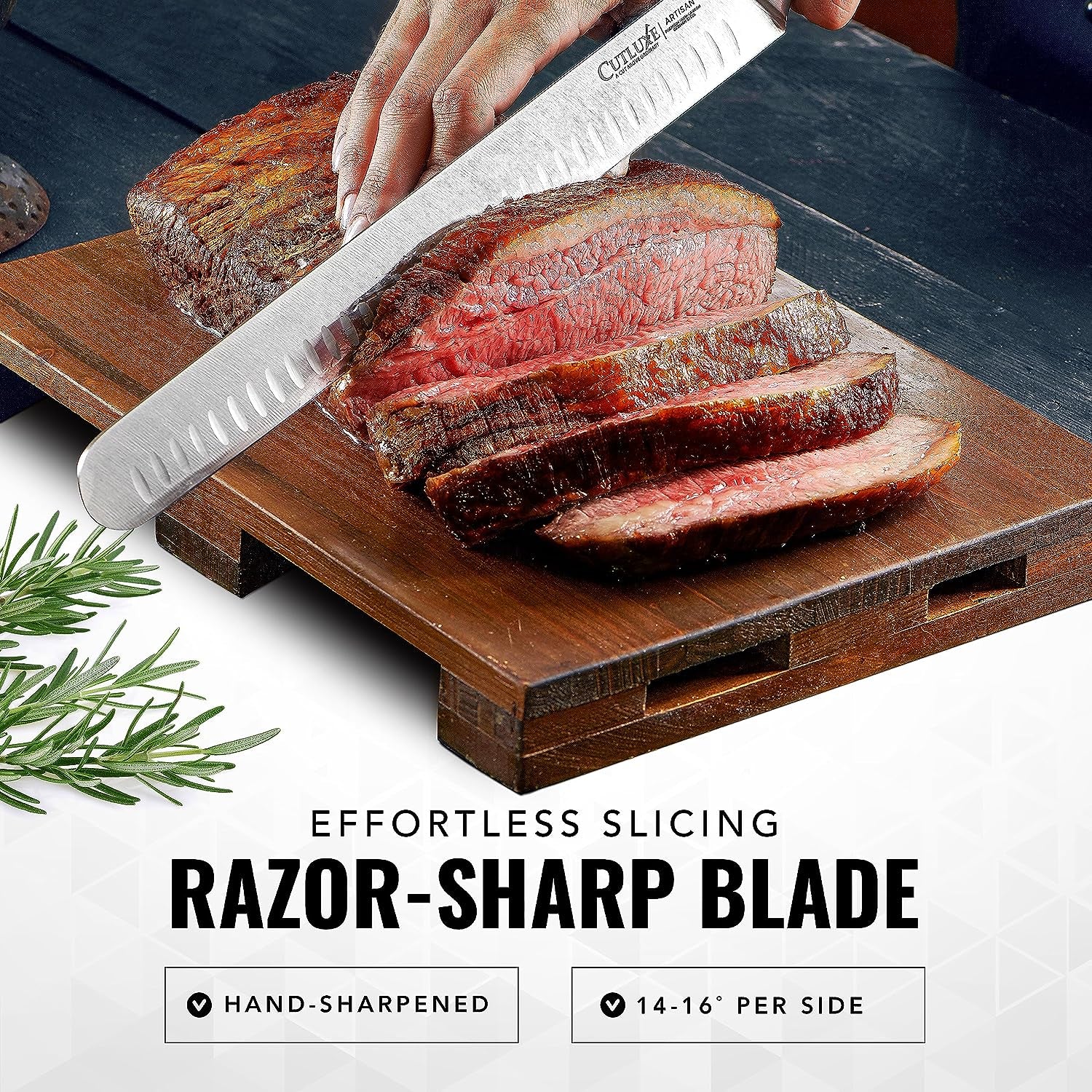 Cutluxe Slicing Carving Knife – 12" Brisket Knife, Meat Cutting and BBQ Knife – Razor Sharp German Steel – Full Tang & Ergonomic Handle Design – Artisan Series