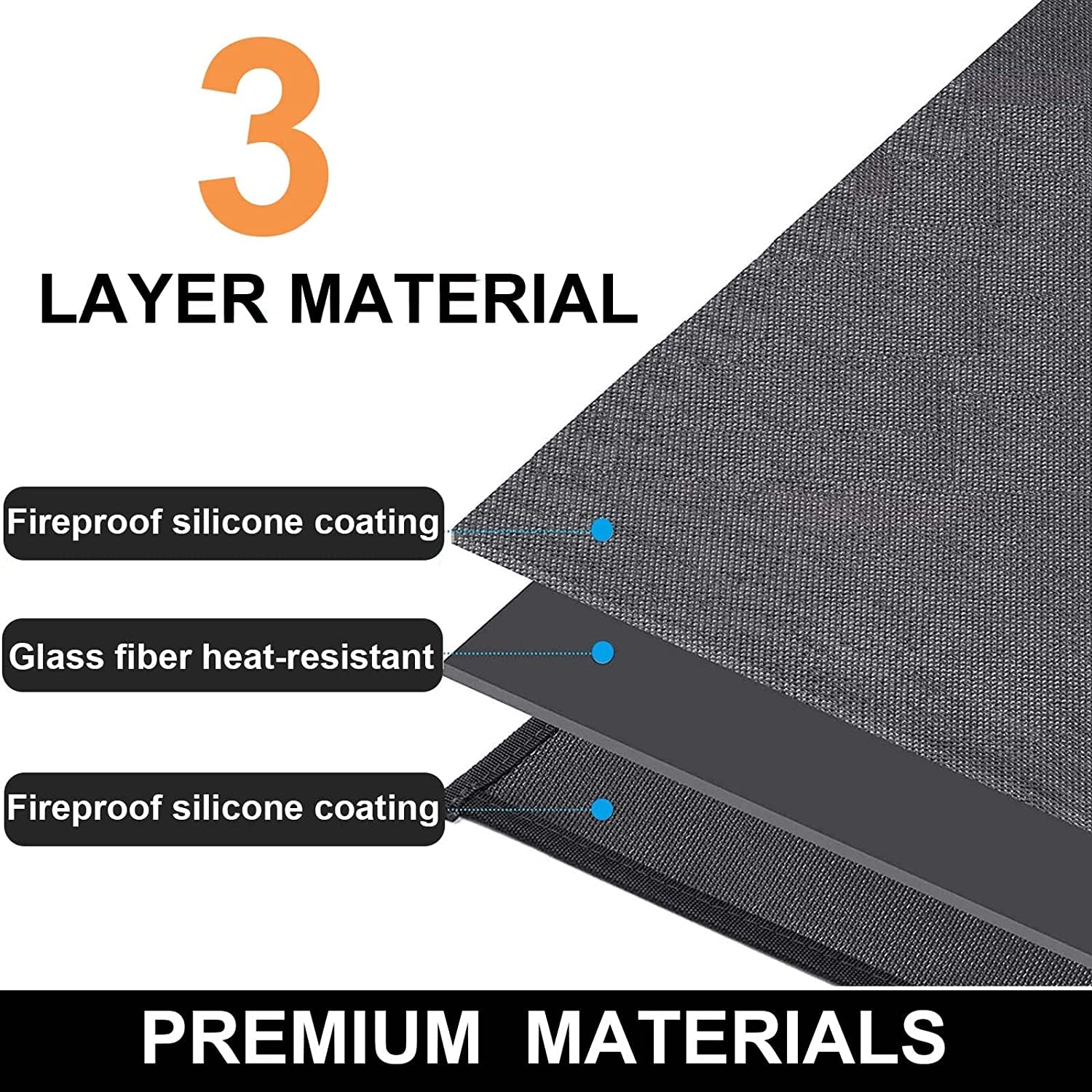 under Grill Mat, 40 X 65 in Fire Pit Mats Protects Decks and Patios, Fireproof Grill Pad for Outdoor Grill, Durable and Portable