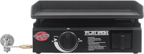 Image of E8217 Flat Iron Portable Table Top 17” Gas Griddle Propane Grill, Black
