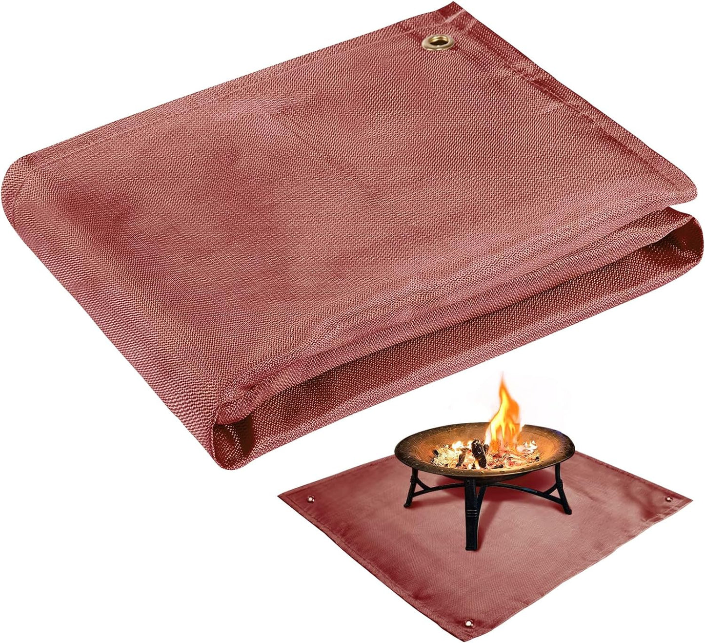 Fire Pit Mat - 39.4 * 37.8In Fireproof Stove Grill Mats Blanket for Wood Deck Insulation, Camping BBQ Temperature Resistant Rugs Accessories for outside Indoor Lawn Protection - Brown