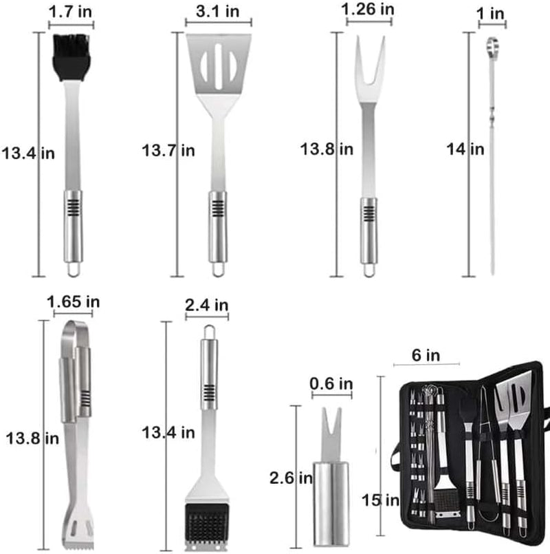 BBQ Accessories Kit - 20Pcs Stainless BBQ Grill Tools Set for Smoker Camping Barbecue Grilling Tools BBQ Utensil Set Outdoor Cooking Tool Set with Canvas Bag Gift for Thanksgiving Day, Christmas