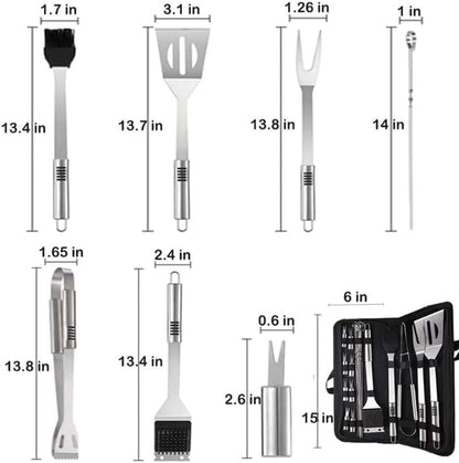 BBQ Accessories Kit - 20Pcs Stainless BBQ Grill Tools Set for Smoker Camping Barbecue Grilling Tools BBQ Utensil Set Outdoor Cooking Tool Set with Canvas Bag Gift for Thanksgiving Day, Christmas