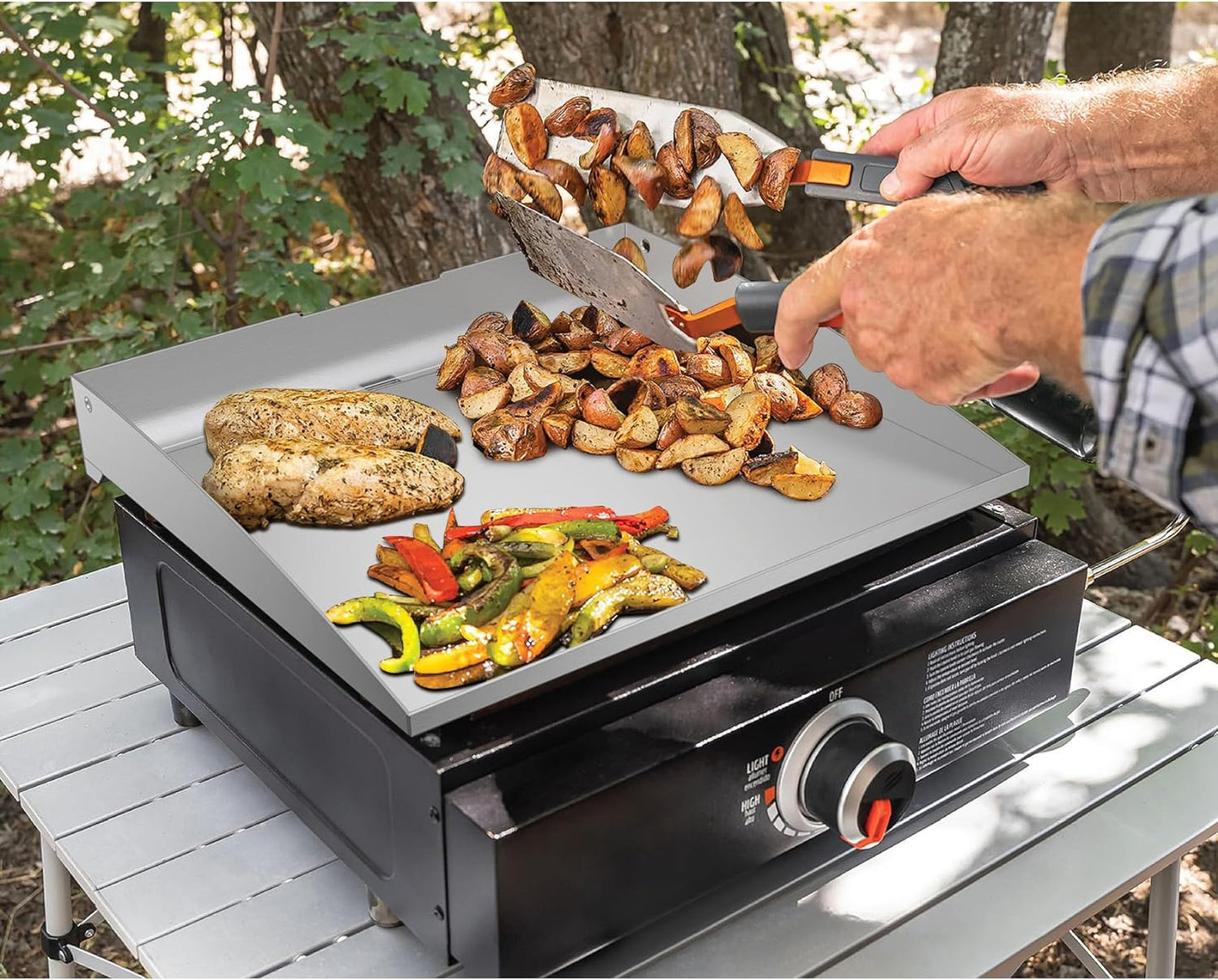 Stainless Steel Flat Top Griddle for Blackstone 17 Inch Tabletop Grill Station, Griddle Replacement Top with Rear Grease System