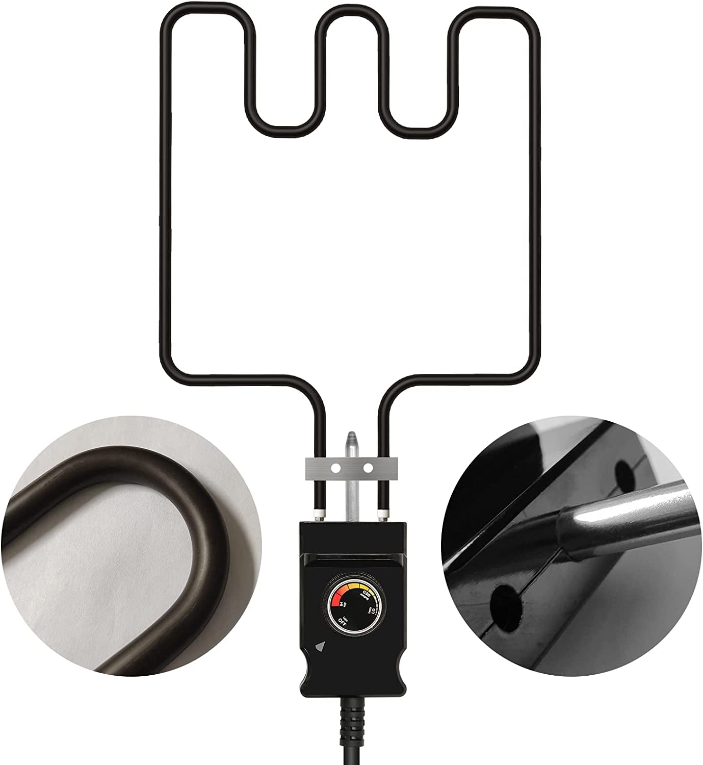 Universal Electric Smoker and Grill Heating Element Replacement Part with Adjustable Thermostat Cord Controlle for Masterbuilt Smokers & Turkey Fryers 1500 Watts