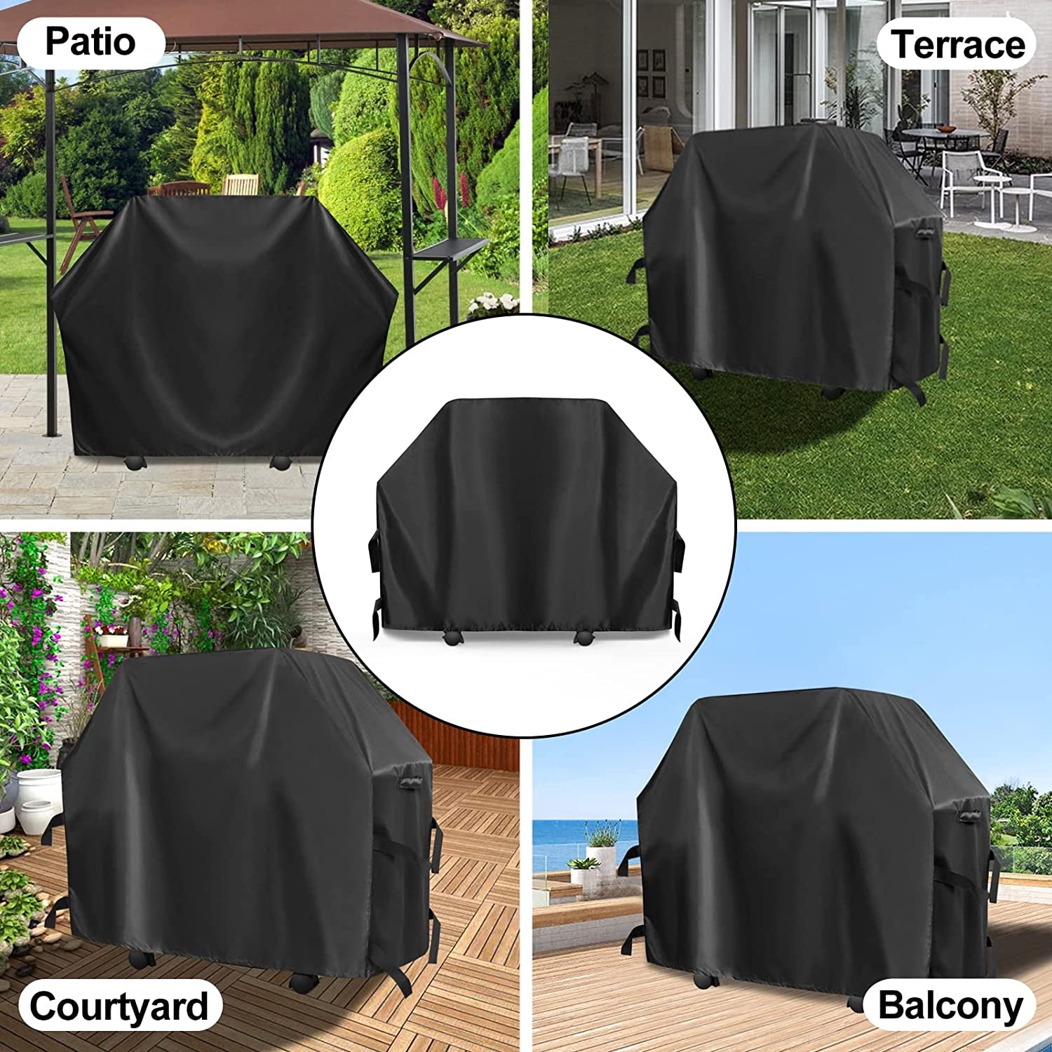 Outdoorlines Waterproof Heavy Duty BBQ Grill Cover - Universal Barbecue Grill Covers UV Resistant Barbeque Gas Grill Cover for Outdoor Universal Grills, 58L X 24W X 44H Inch, Black