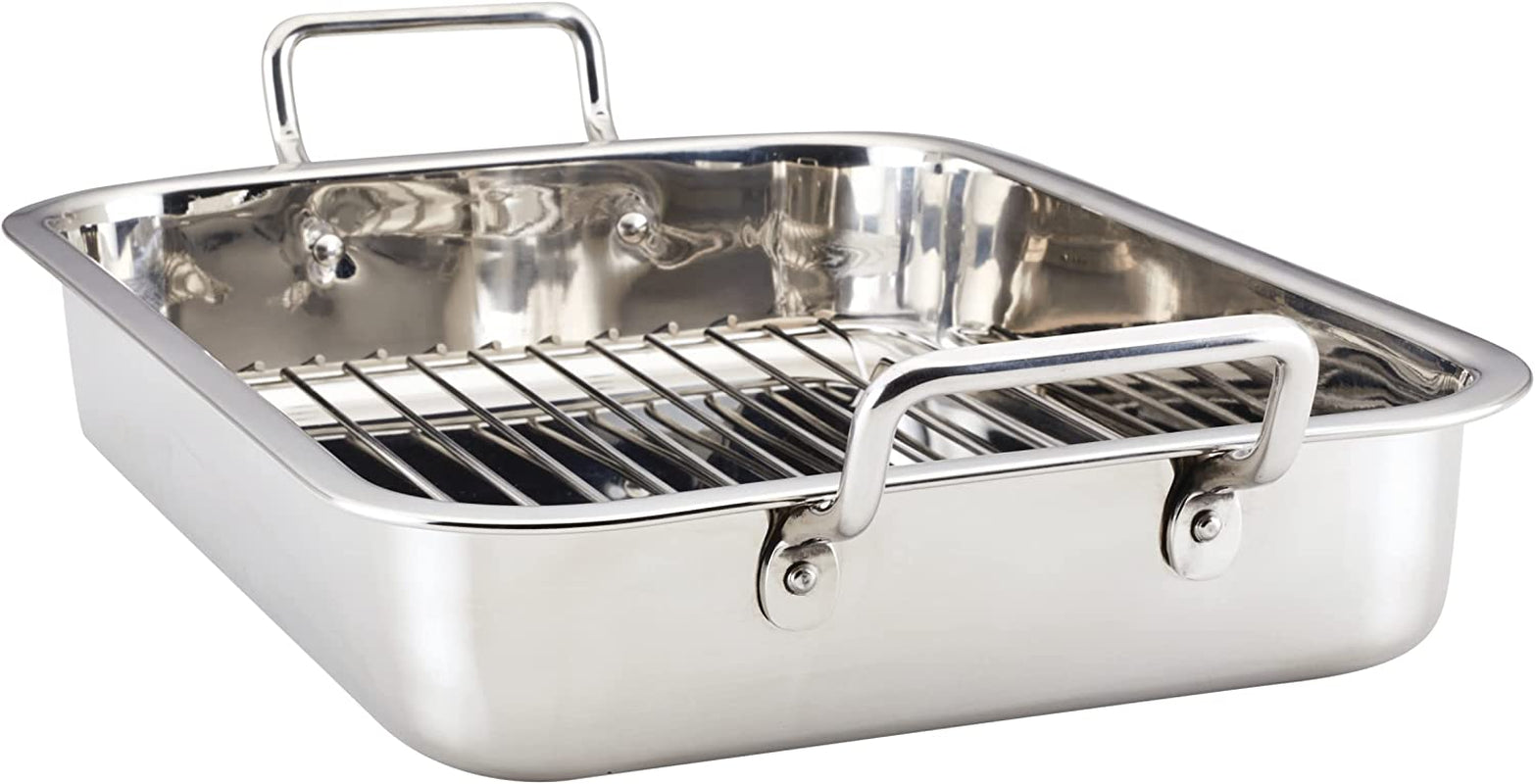 Farberware Classic Traditions Stainless Steel Roaster/Roasting Pan with Rack, 17 Inch X 12.25 Inch