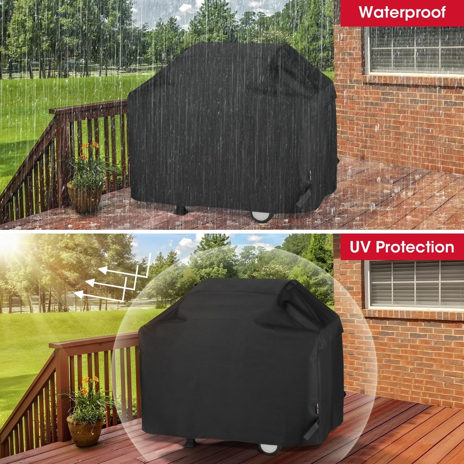 Unicook Grill Cover 55 Inch, Heavy Duty Waterproof Barbecue Gas Grill Cover, Fade and UV Resistant BBQ Cover, Durable Barbecue Cover, Compatible for Weber Char-Broil Nexgrill Grills and More