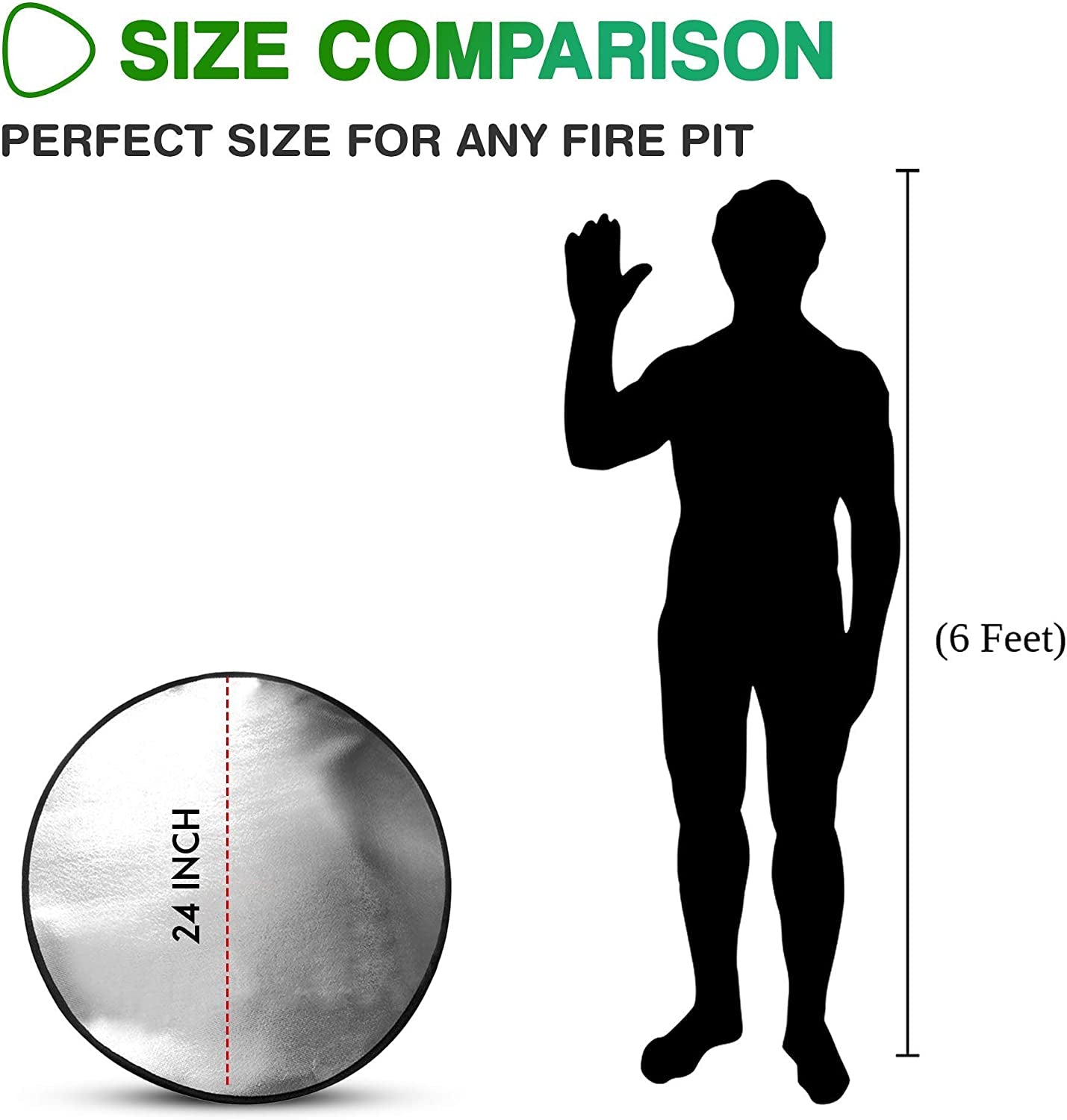 Fire Pit Mat - round Fireproof Mat for under Fire Pit - Easy to Clean Heat Resistant under Grill Mats for Outdoor Grill - Heat Shield Rug Great as a Grill Mat, Smoker Pad, on Patio (24 In)