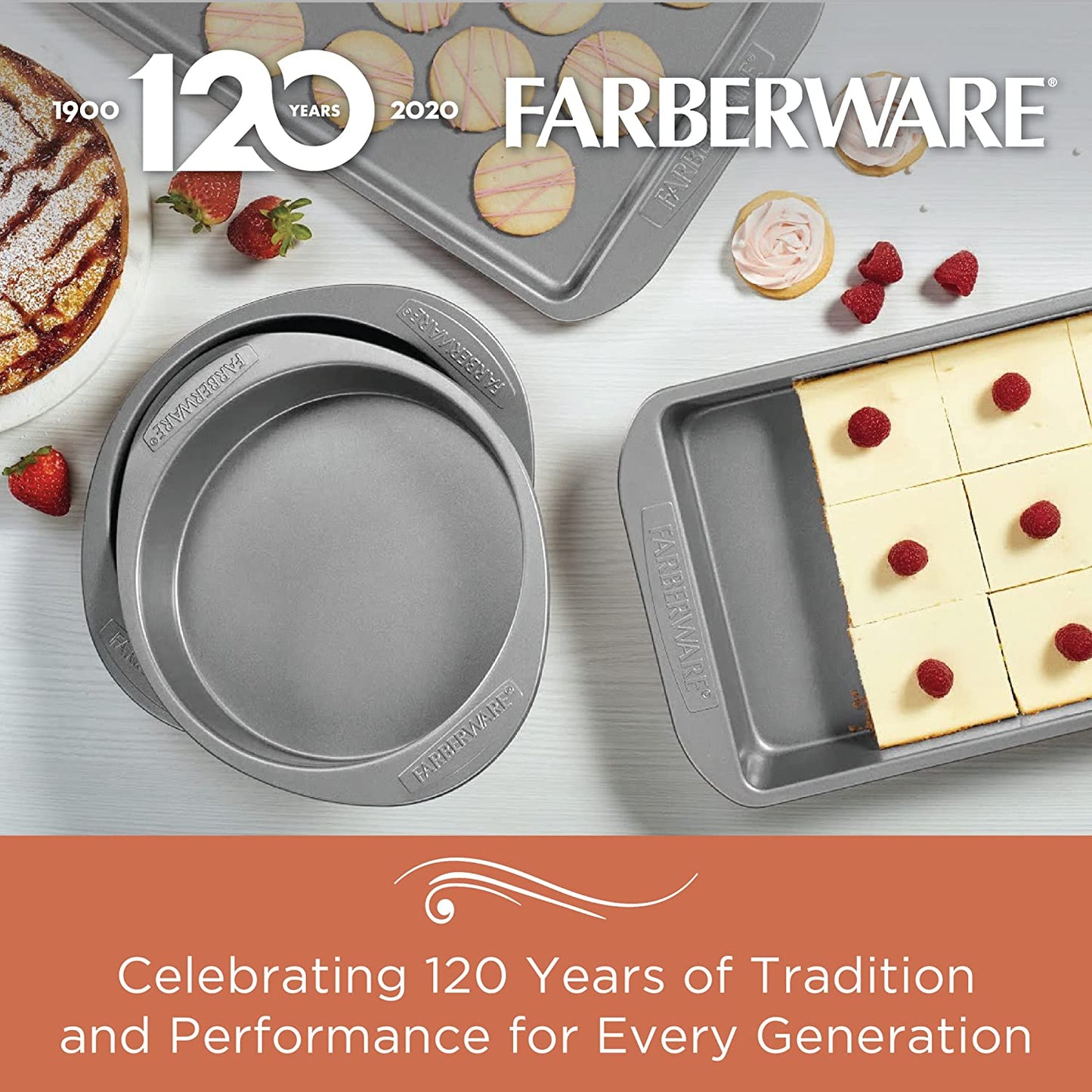 Farberware Bakeware Nonstick Steel Roaster with Flat Rack, 11-Inch X 15-Inch, Gray