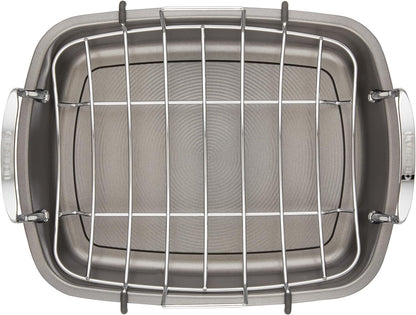 Circulon Nonstick Roasting Pan / Roaster with Rack - 17 Inch X 13 Inch, Gray