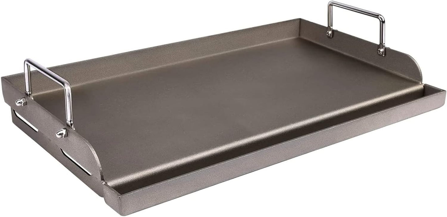 Universal Fry Griddle for Gas Grill, 25"X 16” Metal Cooking Griddle Pan Large Flat Top Plate for Gas Stove, Charcoal Electric Grills Fits Camping Stove Outdoor Tailgating Parties Grilling