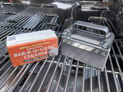 Grillmaster Combo - 2 X Grill Cleaning Pumice Bricks + Aluminum Grill Brick Holder, Use to Clean Restaurant Flat Top Grills or Griddles, Remove Carbon, Grease and More without Harsh Chemicals