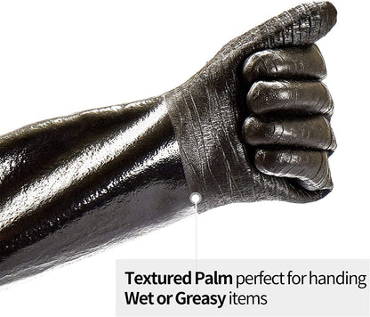 BBQ Gloves,14In 932℉ Heat Resistant for Smoker/Cooking/Pit/Barbecue,Textured Palm Handle Greasy Food on Your Fryer/Grill/Oven without Slip,Waterproof,Oil Resistant,Very Easy to Clean(Xl)