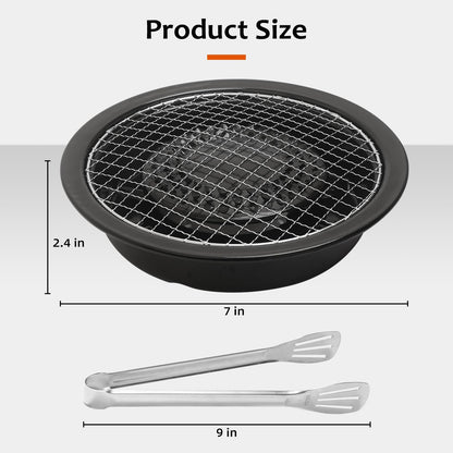 Korean Cookware Aburi Stove Top Grill Pan, Black, Korean BBQ Grill Plate Complete with a Built-In Water Pan Free 304 Stainless Steel Barbecue Tongs (Japan Import)
