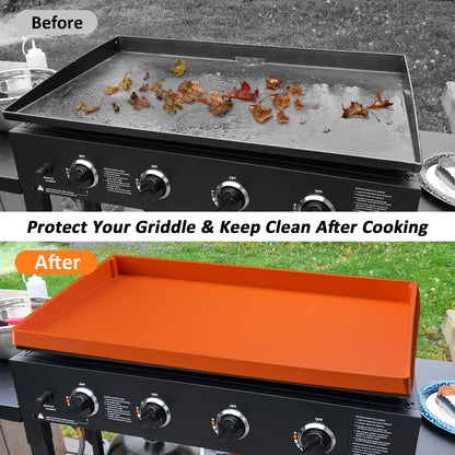 36" Silicone Griddle Mat, Upgrade Full-Edge Griddle Top Covers for Blackstone 36 Inch, All Season Cooking Protective Cover, Protect Griddle from Rodents, Insects, Debris and Rust (Orange)