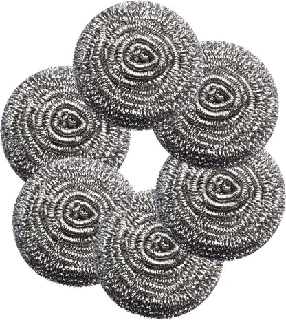 6Pcs Scourer Steel Wool Scrubber - Steel Wool for Cleaning Dish Pots Pans Grills Stainless Steel Scrubber for Kitchen Sinks Cleaning Steel Wool Pads Metal Scrubber, Flexible