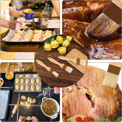 3Pcs Pastry Basting Brushes, Oil Brush for Cooking Boar Bristle Brushes BBQ Brushes for Sauce Kitchen Brush Pastry Brush for Oil Egg Spread Marinade Sauce (Small + Medium+Large)