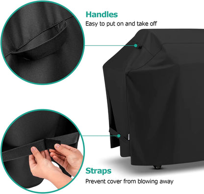 Sunpatio Grill Cover 55 Inch, Outdoor Heavy Duty Waterproof Barbecue Gas Cover, UV & Fade Resistant, All Weather Protection Compatible for Weber Charbroil Nexgrill Kenmore Grills and More, Black