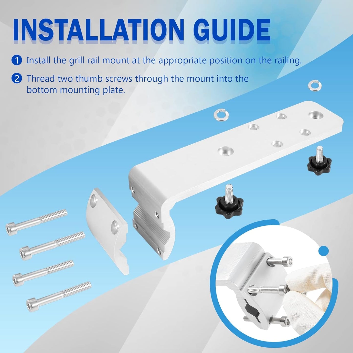 58182 Replacement for Any Kuma BBQ Grill Inboard/Outboard Marine Rail Mount Grill Bracket Kit
