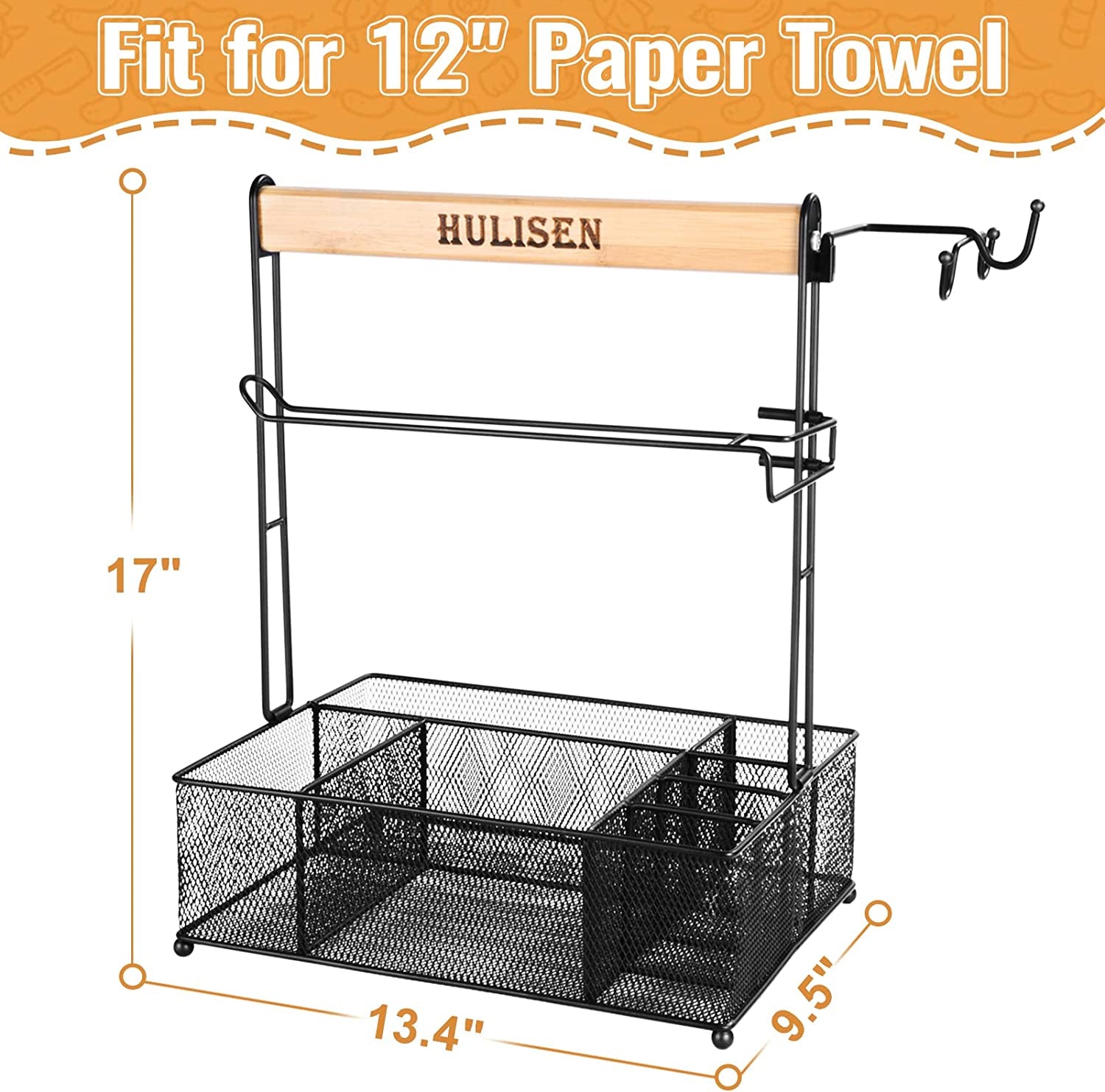 Grill Caddy, BBQ Caddy with Paper Towel Holder, Utensil Caddy for Plates and Utensils, Picnic Condiments Caddy for Barbucue Griddle Accessories, Outdoor Camper Camping RV Backyard Must Have