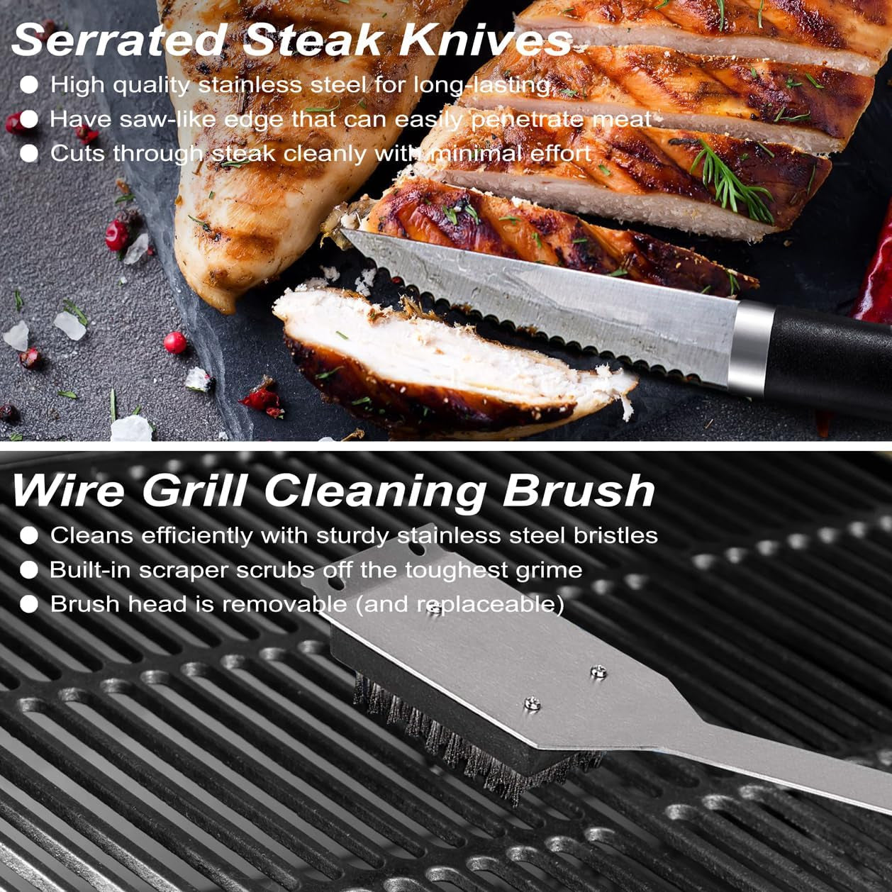 26PCS Grill Accessories for Outdoor Grill Utensils Set Stainless Steel BBQ Tools Grilling Tools Set for Christmas Birthday Presents, Barbecue Accessories Kit Ideal Grilling Gifts for Men Women