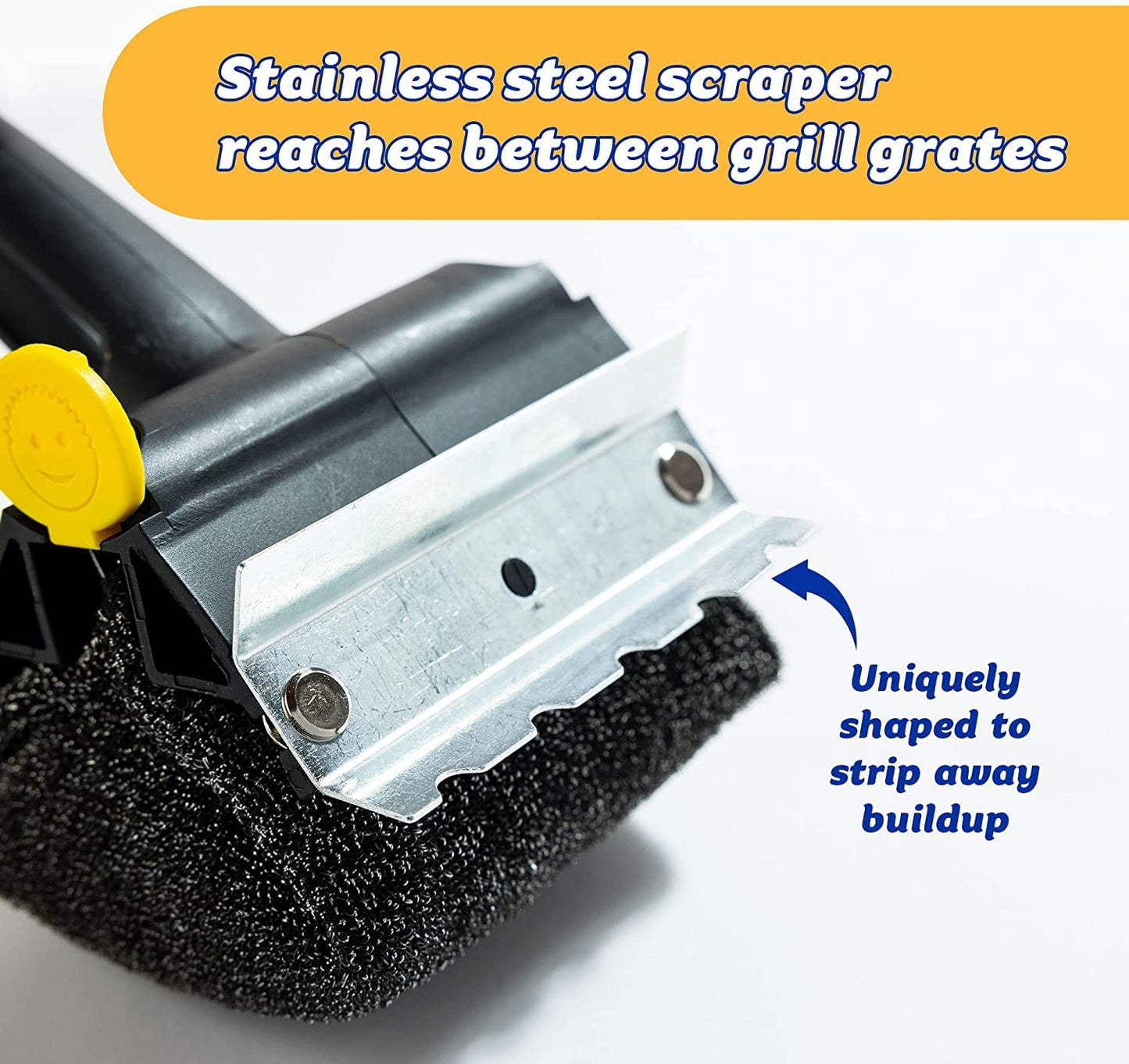 BBQ Daddy Grill Brush - Bristle Free Steam Cleaning Scrubber with Armortec Steel Mesh - Replaceable Head Cleaning Brush + Scraper for Grill Grates (1 Count)