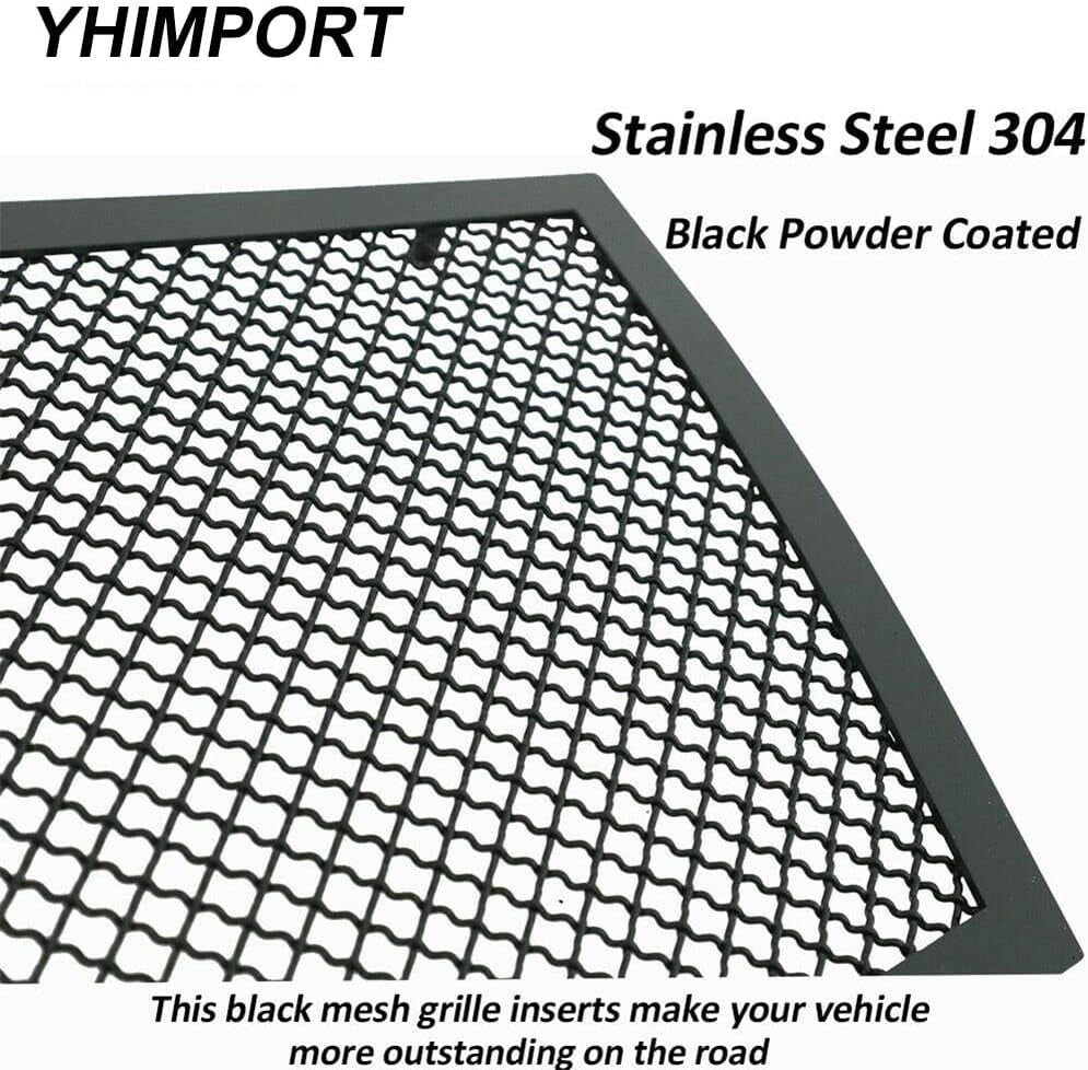 Stainless Steel Mesh Grille Compatible with 2008 2009 2010 2011 2012 2013 Cadillac CTS Black Grill Include Upper+Lower Front Grill Insert (Black Powder Coated)