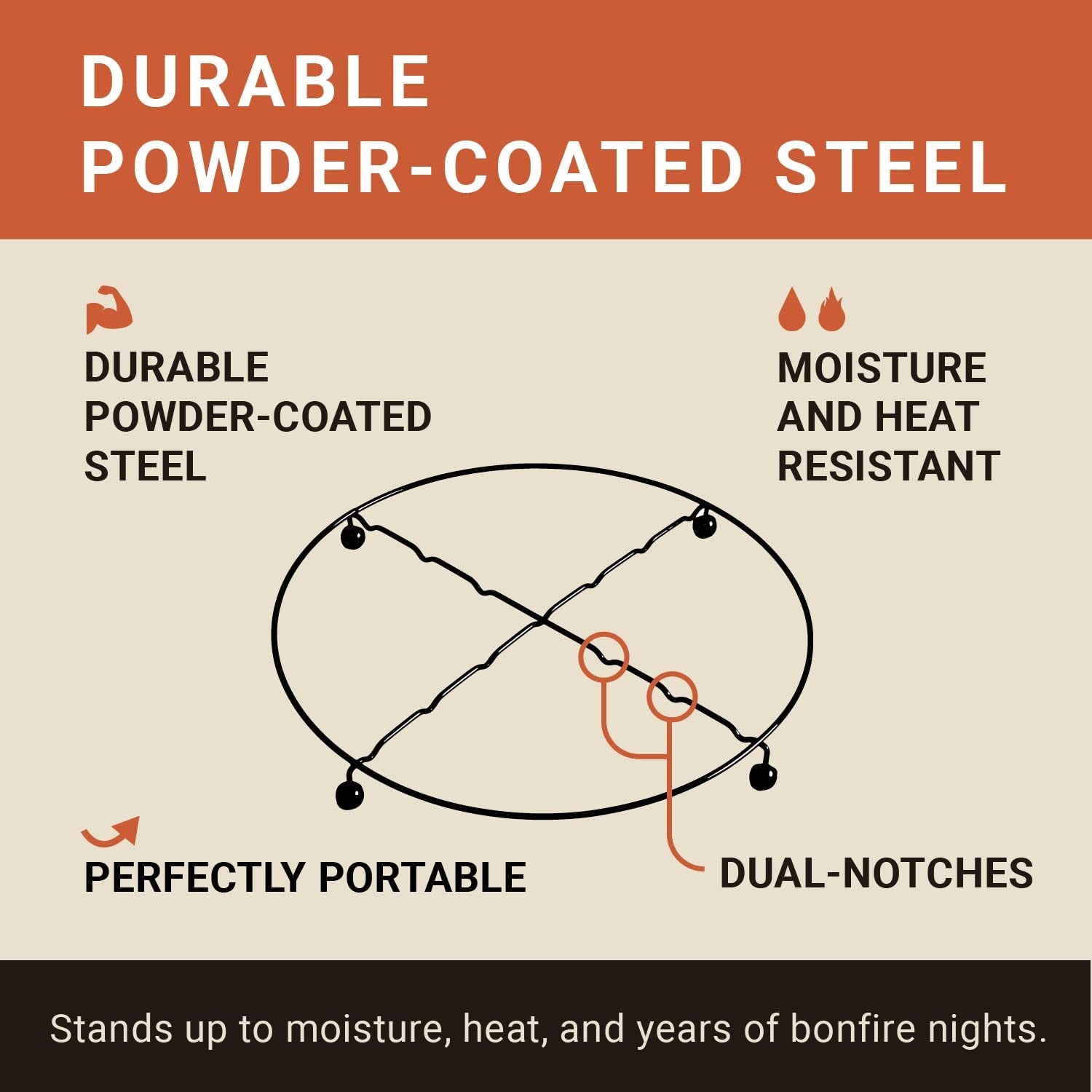 Radiate - Campfire Trivet - Turn Your Campfire into a Tabletop Experience - Metal Holder Campfire and Campfire Mini - Powder-Coated Steel - 13.4" Diameter