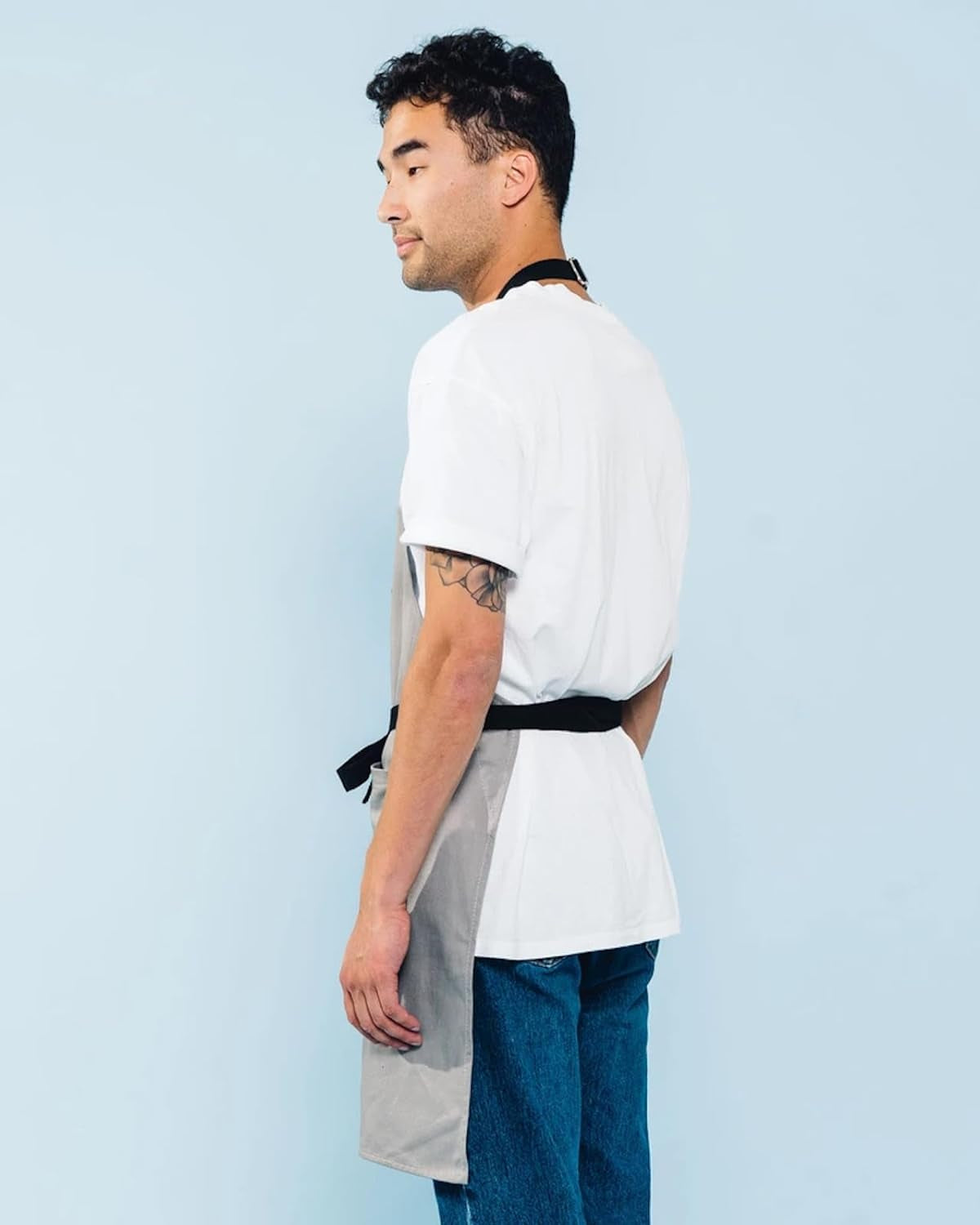 Daily Cotton Kitchen Apron for Cooking- Mens and Womens Professional Chef or Server Bib Apron - Adjustable Straps with Pockets and Towel Loop (Grey)