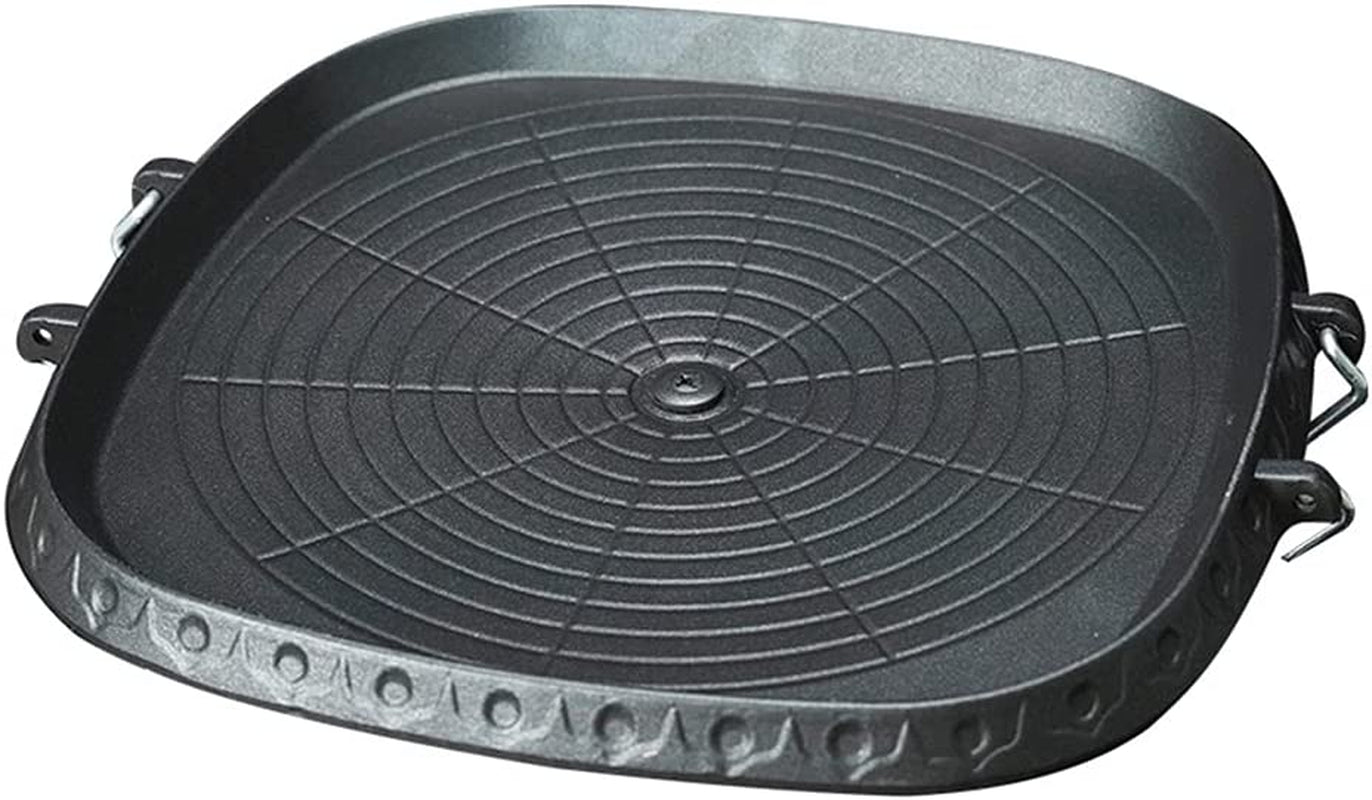 Korean BBQ Non-Stick Square Grill Pan with Natural Material 6 Layer Coating Easy Grease Draining 11.8 Inch Gas Range Grilling Pan for Both Home & Outdoor