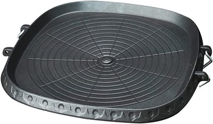 Korean BBQ Non-Stick Square Grill Pan with Natural Material 6 Layer Coating Easy Grease Draining 11.8 Inch Gas Range Grilling Pan for Both Home & Outdoor